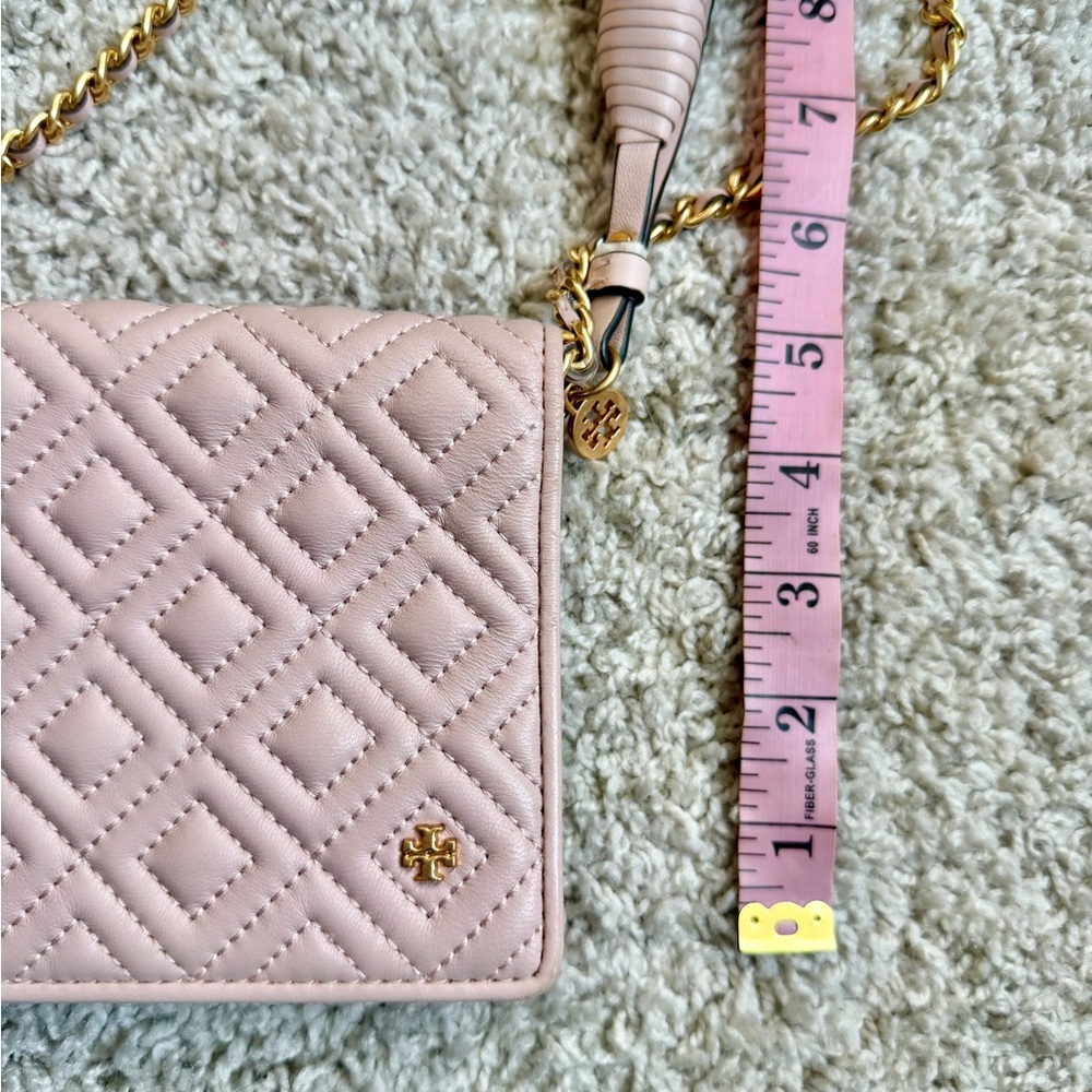 Tory Burch Fleming Flat Wallet Crossbody Shell Pink - Picture 14 of 16